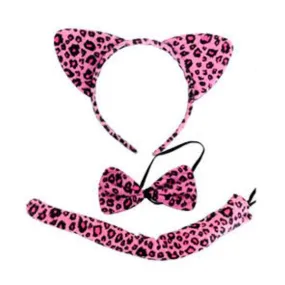 3pc Animal Dress Up Set - Pink Leopard