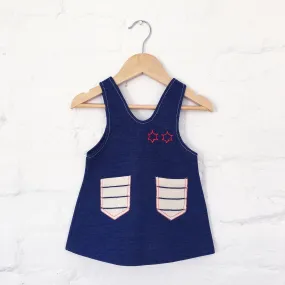 60's Blue Pinafore Dress French Stock 9-12 Months