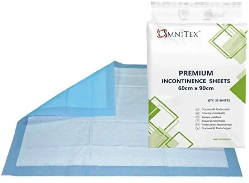 60x90 cm Omnitex incontinence sheets bed pads by Max medsurge | 25 absorbing sheets