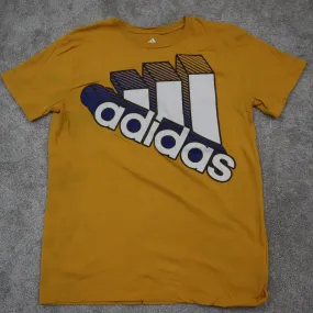 Adidas T-Shirt Youth Boys Large Yellow Short Sleeves Graphic Sports T-shirt