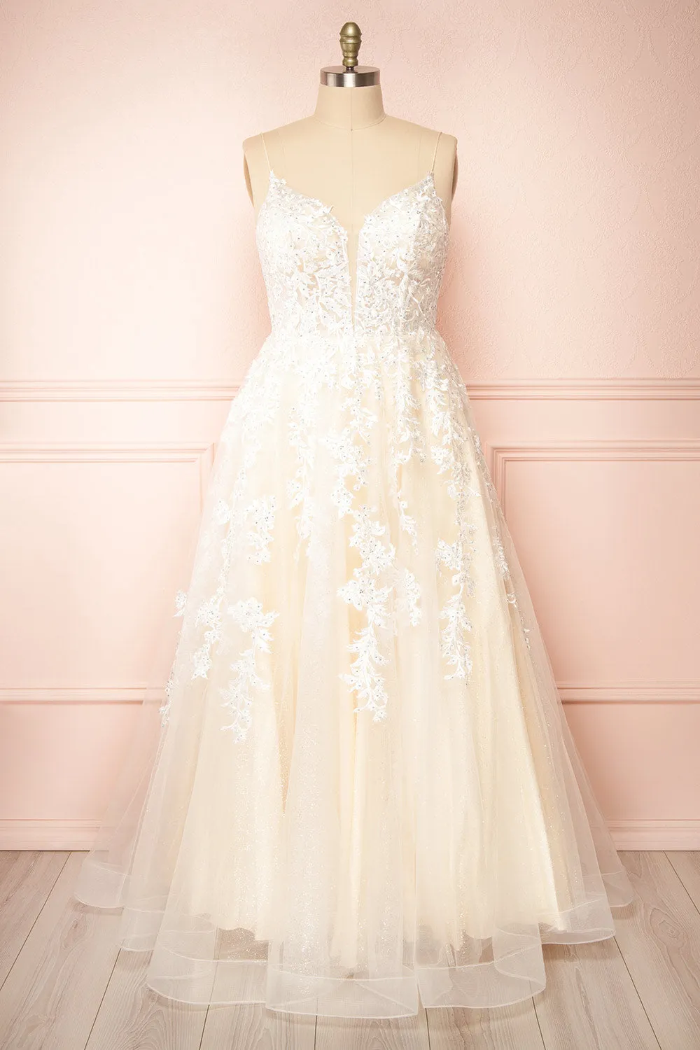 Aicha | Beige Embroidered Bridal Gown w/ Sequins