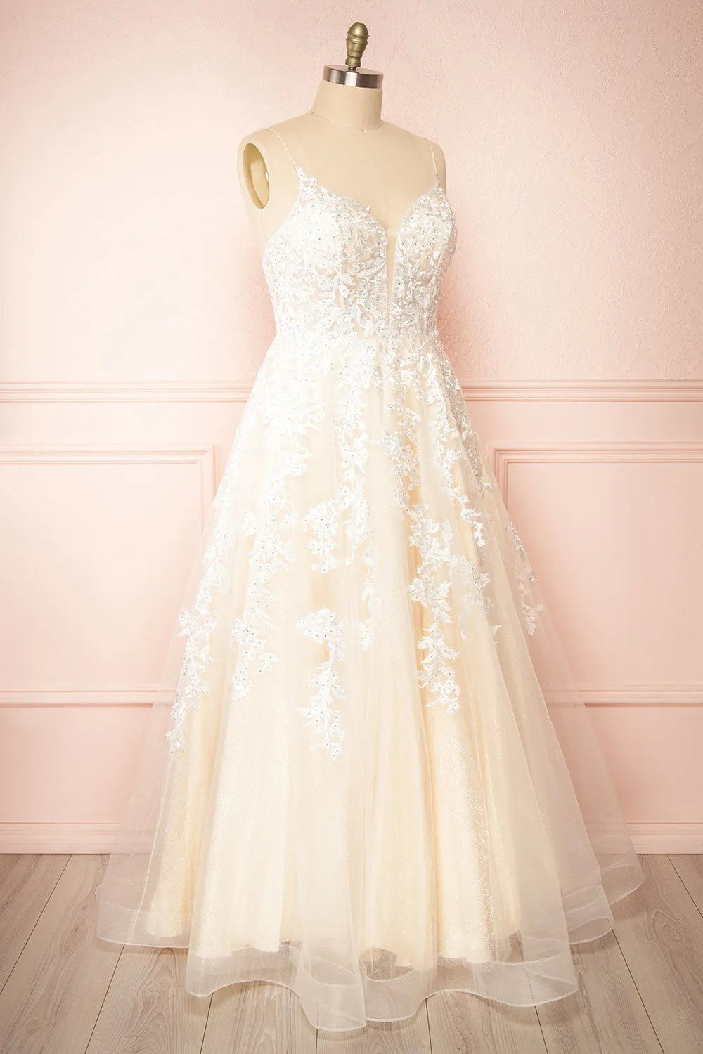 Aicha | Beige Embroidered Bridal Gown w/ Sequins