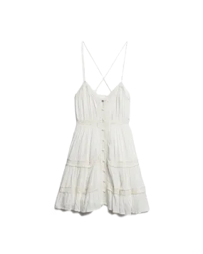 Alana Lace Trim Cami Dress in Off White