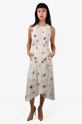 A.L.C White Floral Tie Detail Sleeveless Midi Dress Size 2