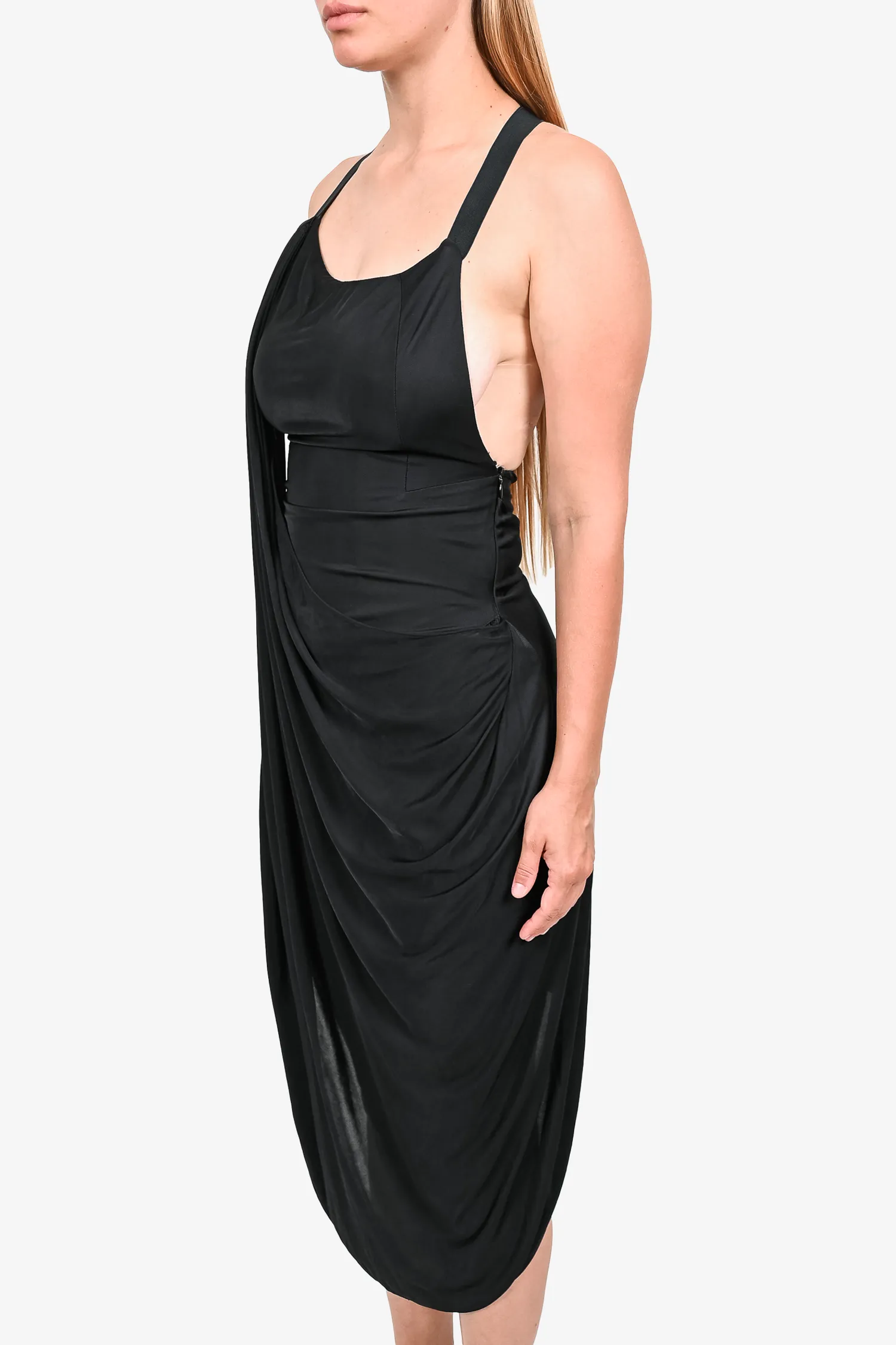 Alexander Wang Black Elastic Strap Wrap Sleeveless Midi Dress Size 0