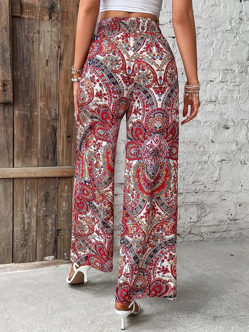 All-in-one printed elastic-waisted wide-leg pants_CWBLP0726