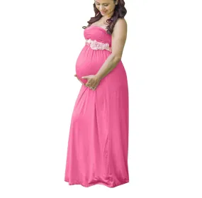 Ankle-Length Shoulderless Broadcloth Maternity Dress