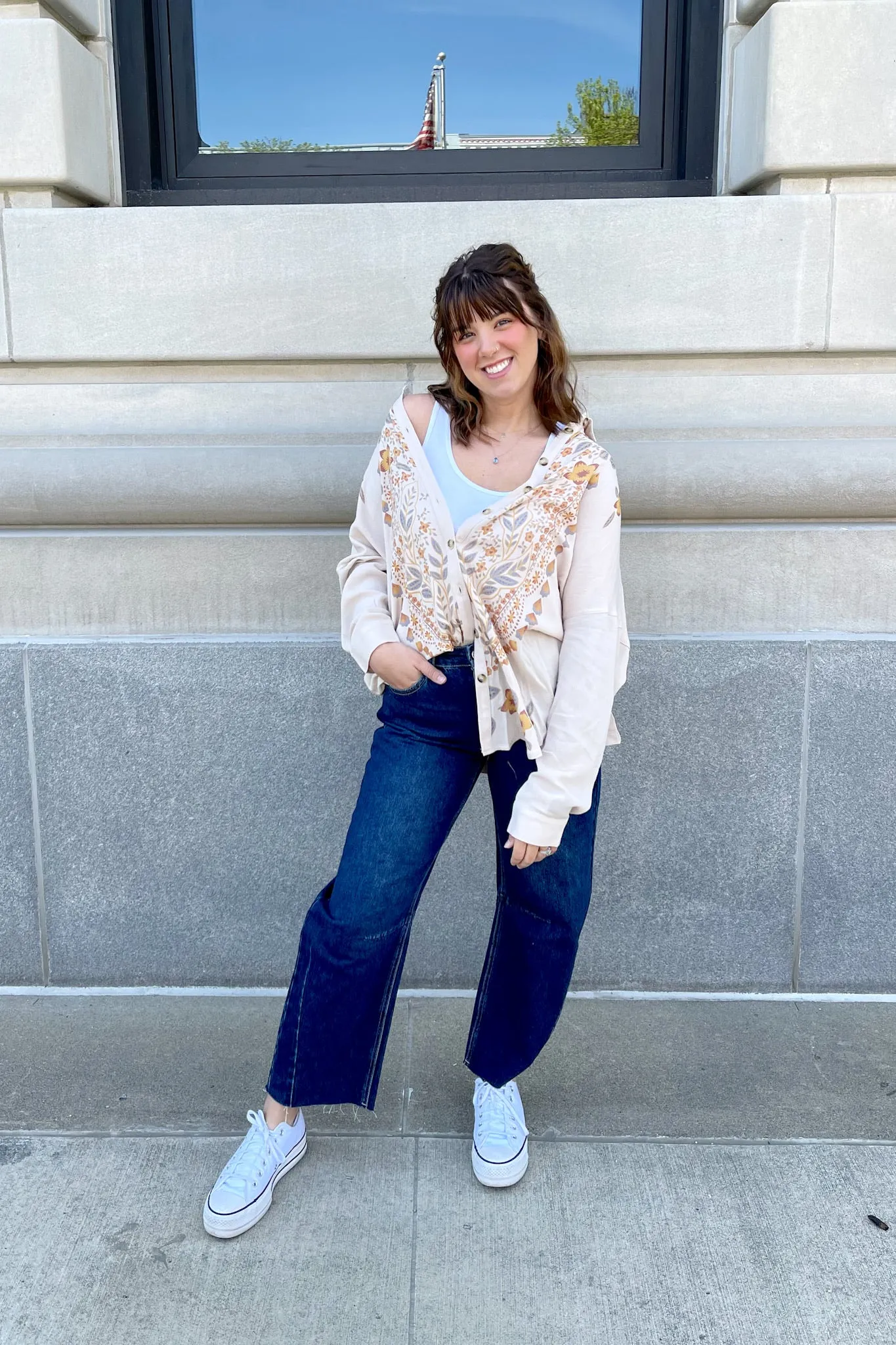 Autumn Floral Button Down Blouse