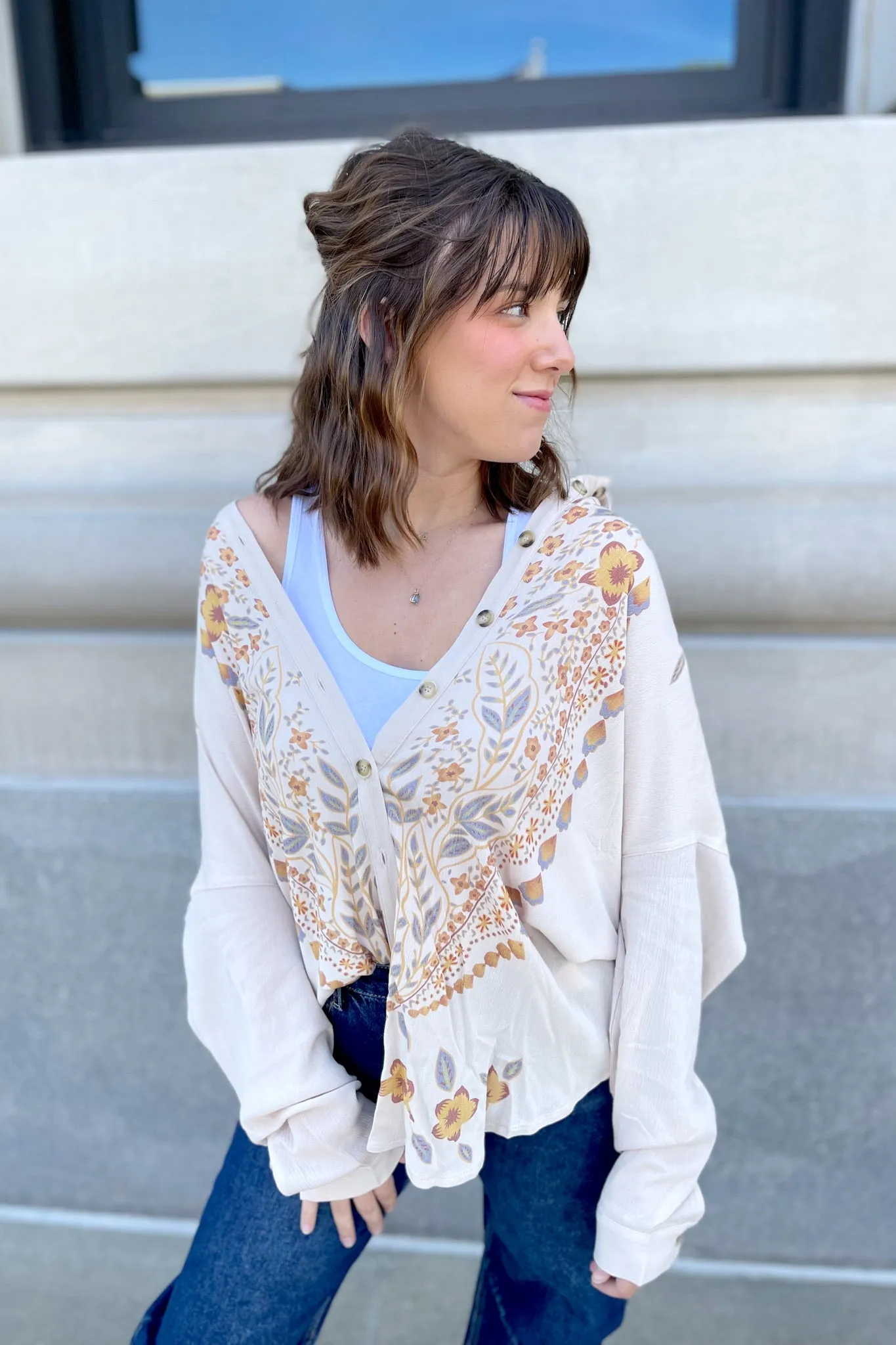 Autumn Floral Button Down Blouse