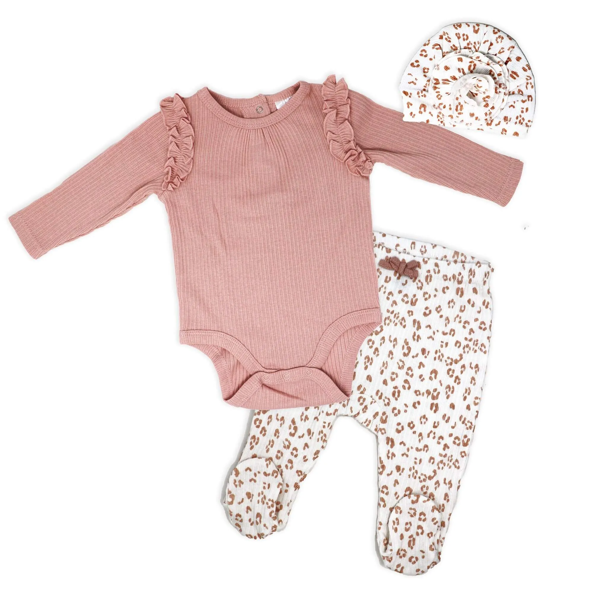 Baby Girl's Jogger Set with Hat - Pink Leopard