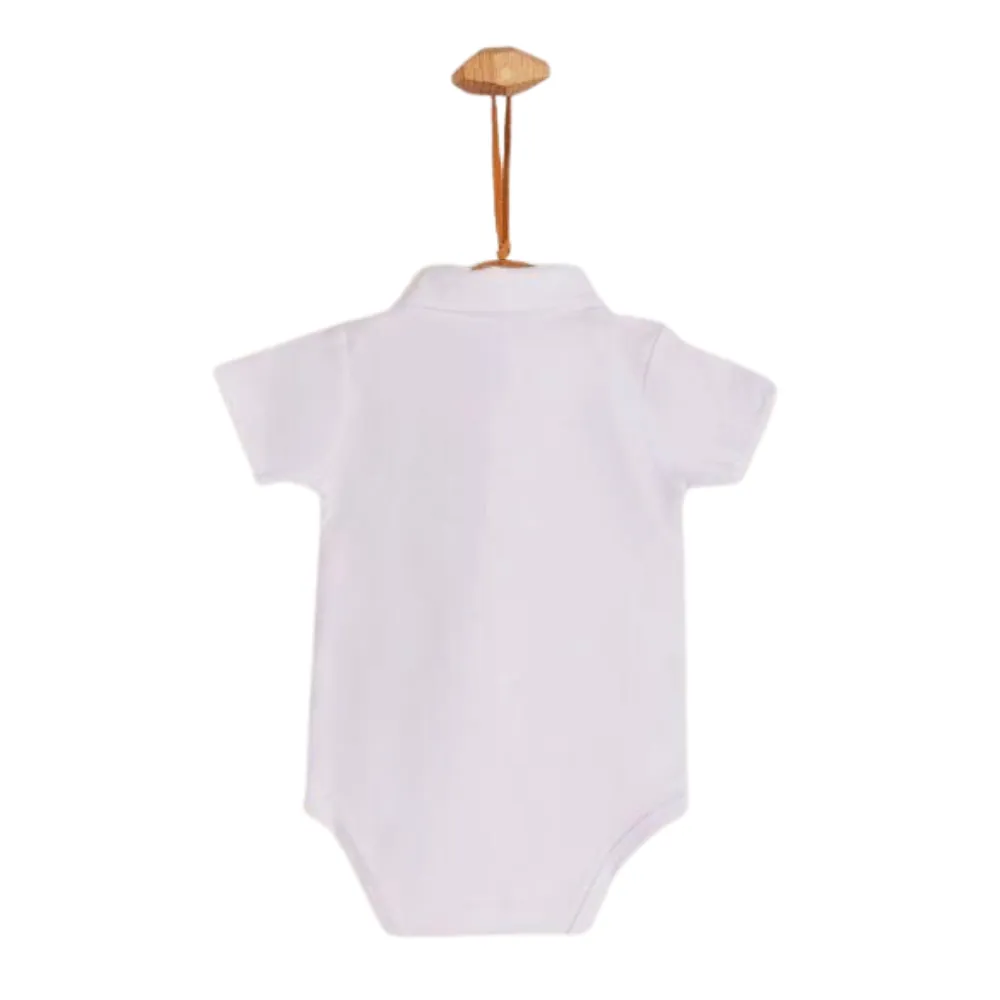 Babycottons Pima Short Sleeve Polo Bodysuit White