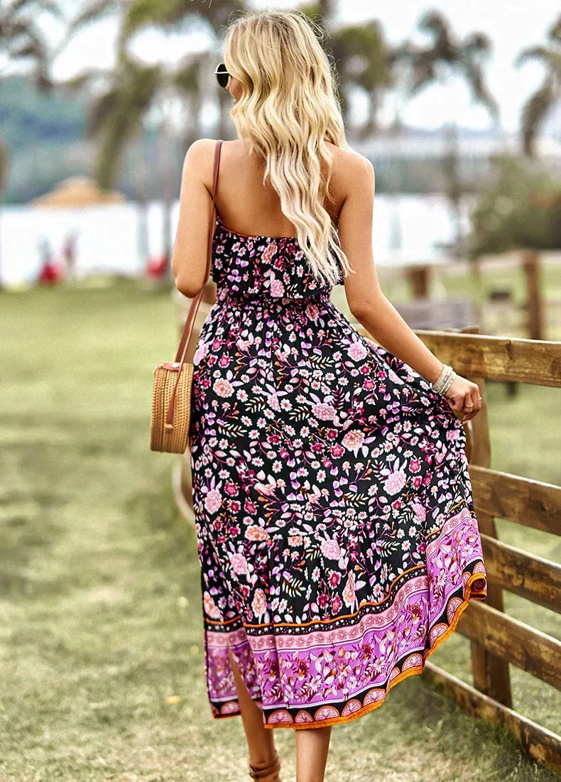 BerryBetty - Bohemian Casual Tube Top Printed Dress