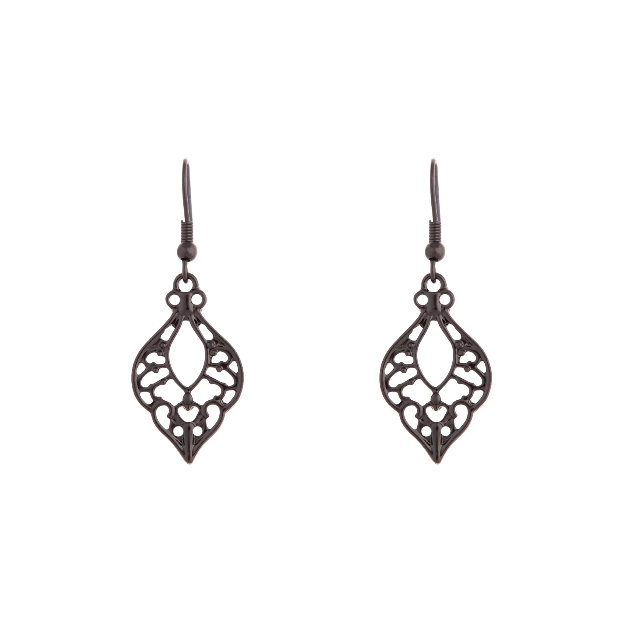 Black Cutout Bohemian Drop Earrings