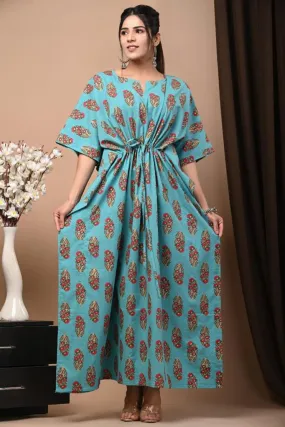 Blue Printed Cotton Kaftan