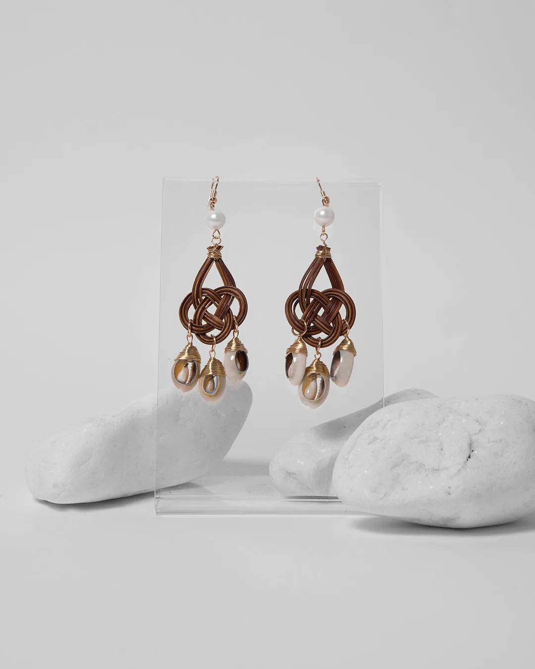 BOHEMIAN DROP RATTAN HANDMADE EARRINGS 2157 - حلق