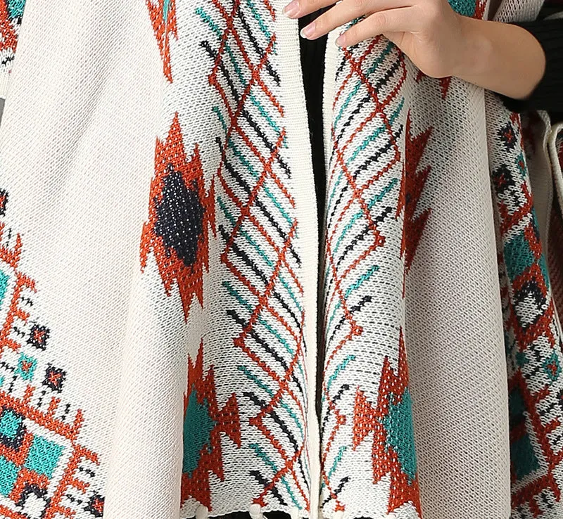 Bohemian jacquard tassel shawl