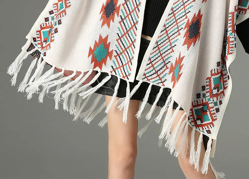 Bohemian jacquard tassel shawl