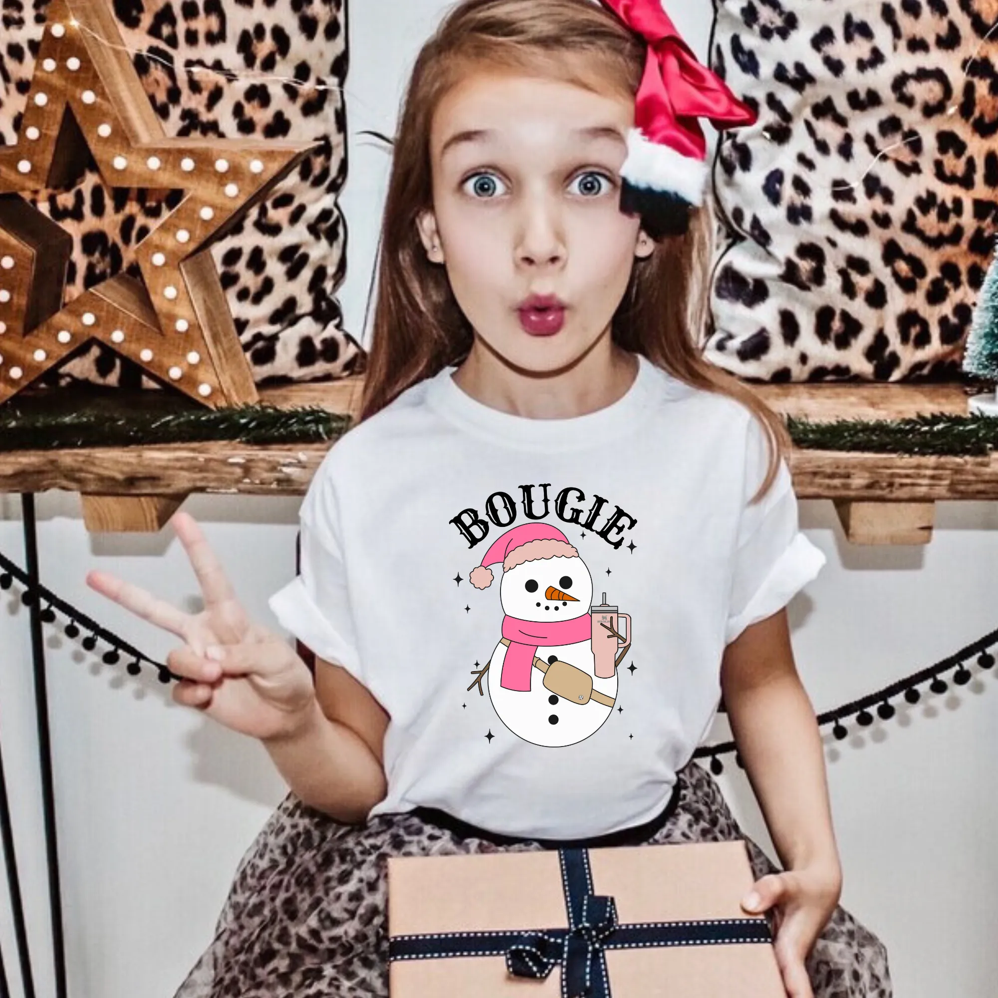 Bougie Snowman Shirt for Girls