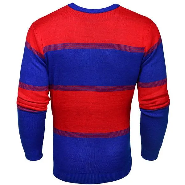 Chicago Cubs 2016 World Series Champions Red & Blue Striped Ugly Sweater