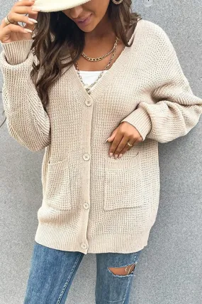 CHUNKY CABLE KNIT LOOSE LONG BUTTON DOWN CARDIGAN