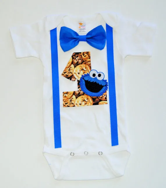 cookie monster birthday outfit, cookie monster cake smash, 1st 2nd 3rd birthday, Boys cake smash outfit,diaper cover and suspenders