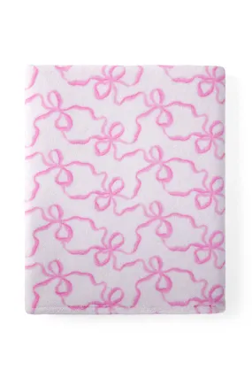 Cotton Bath Towel in Bow Print- PINK BONNET