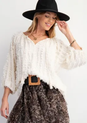 Cream Textured Gauze Top #407