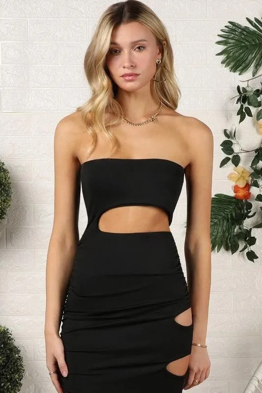 CUT OUT DETAILED SEXY BODYCON MINI DRESS