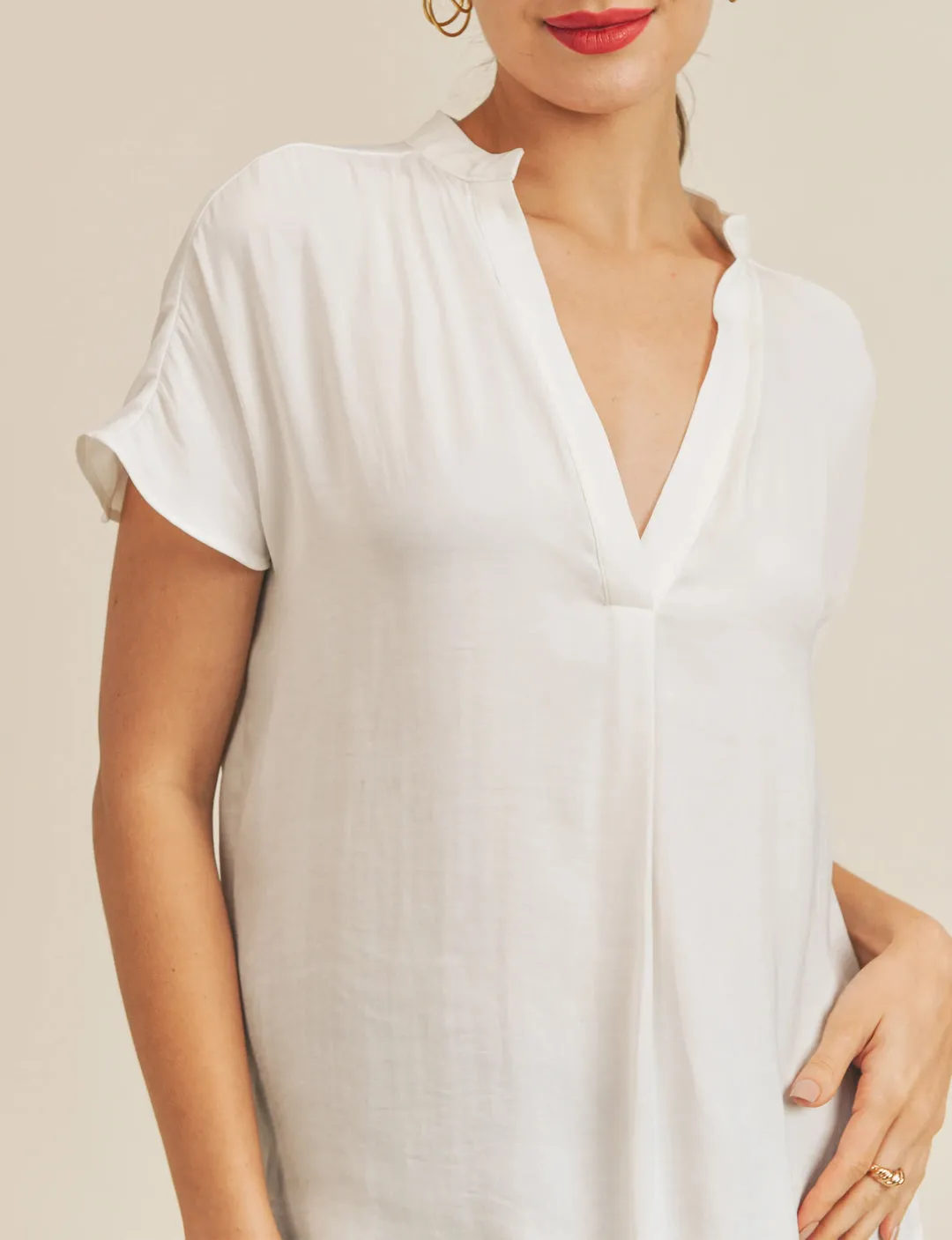 Esme V Neck Blouse, White