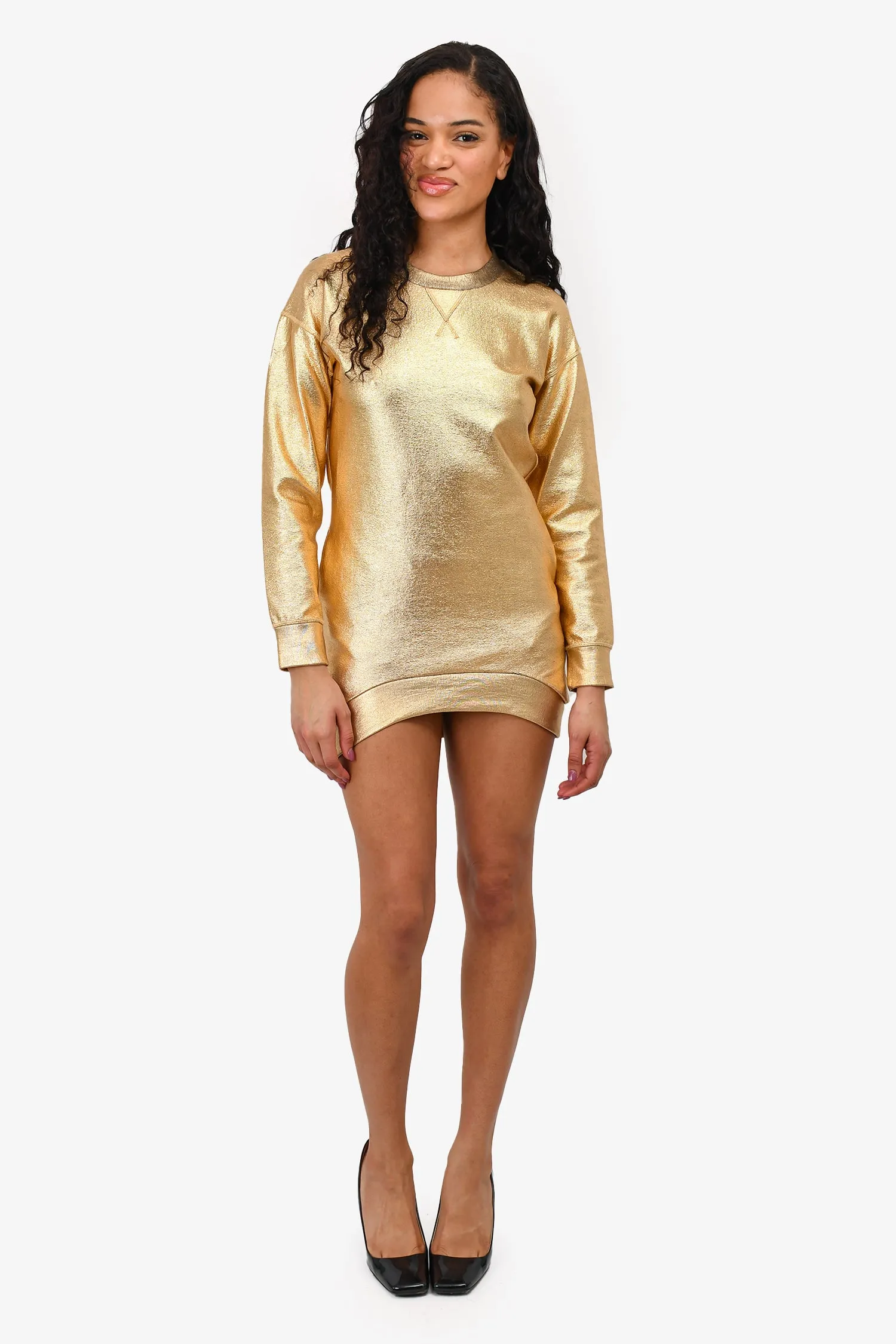 Faith Connexion Gold Metallic Sweater Dress Size XS