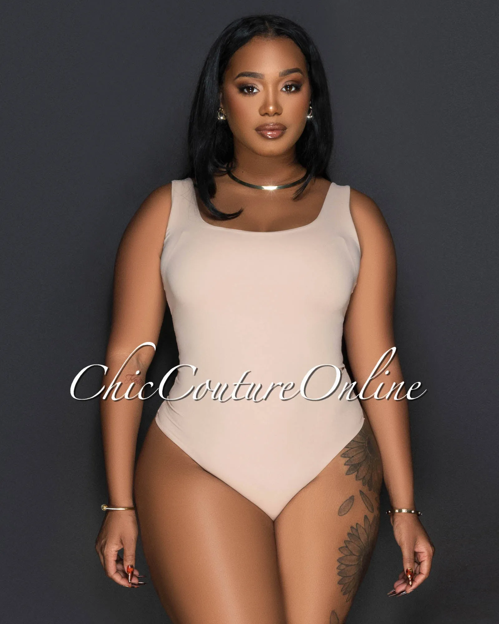 Fina Nude Straight Neckline Bodysuit