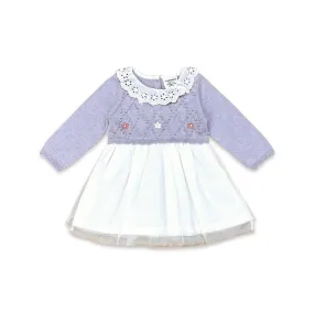 Floral Embroidered Knit Tutu Dress - Lilac Heather