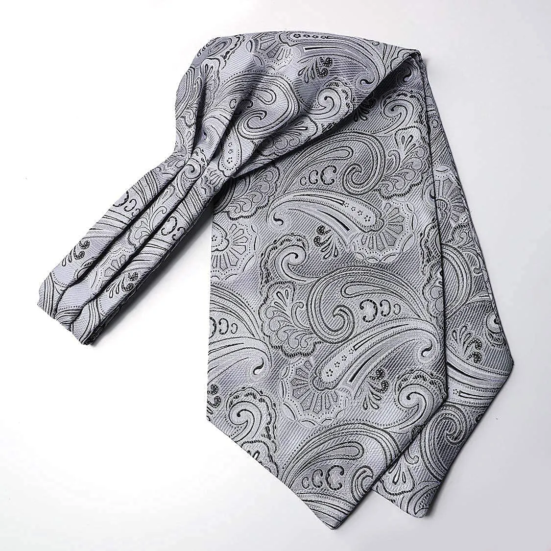 Floral Paisley Ascot Cravat Scarf - GRAY/BLACK