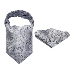 Floral Paisley Ascot Cravat Scarf - GRAY/BLACK