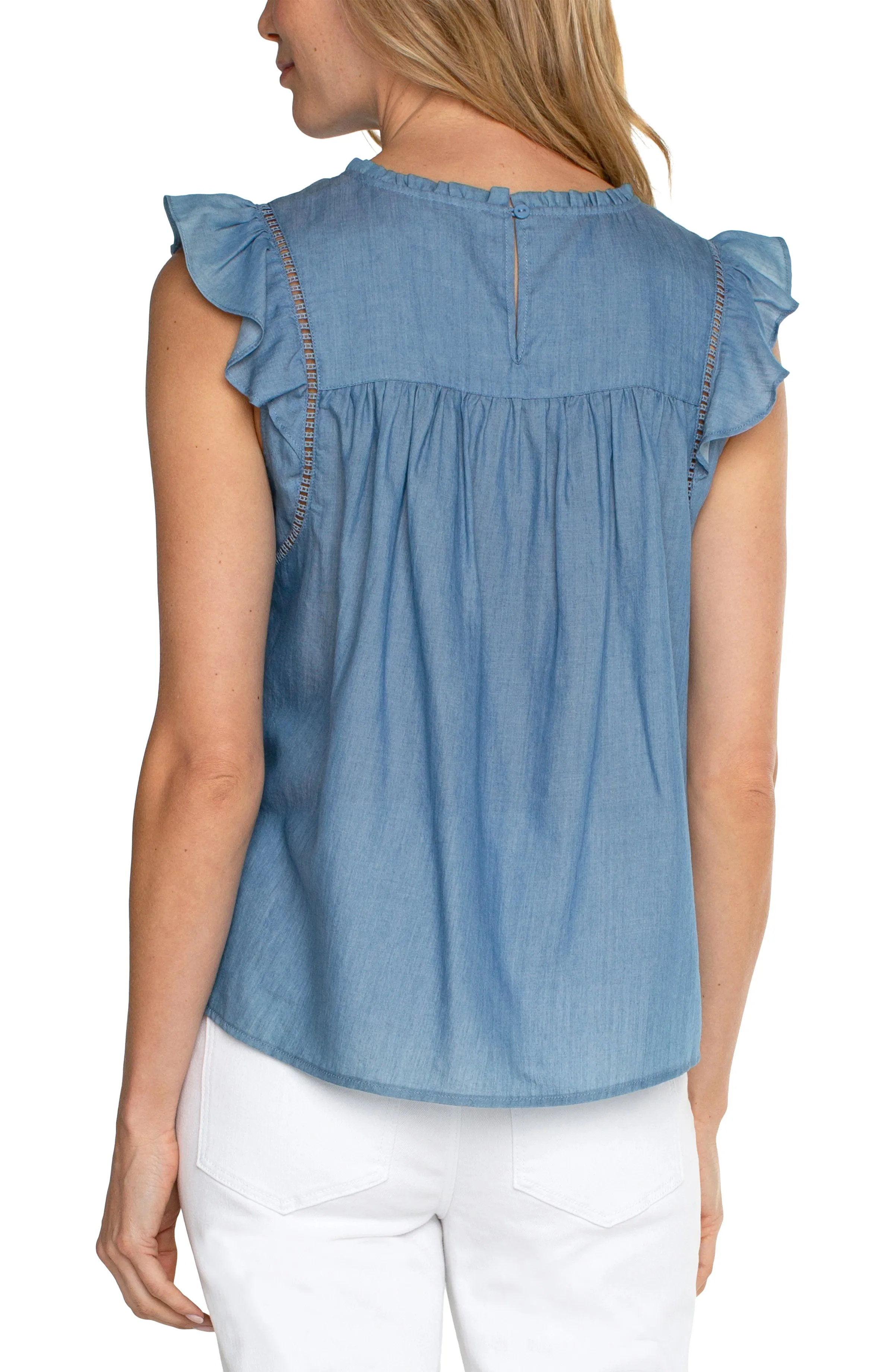 Flutter Sleeve Wove top -Blue