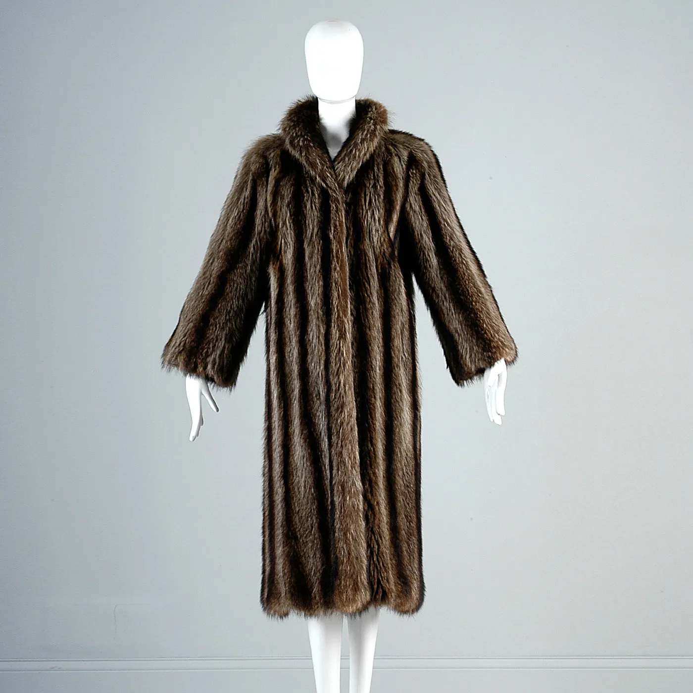 Full Length Saks Fifth Avenue Raccoon Fur Stroller Coat Revillon Winter Column