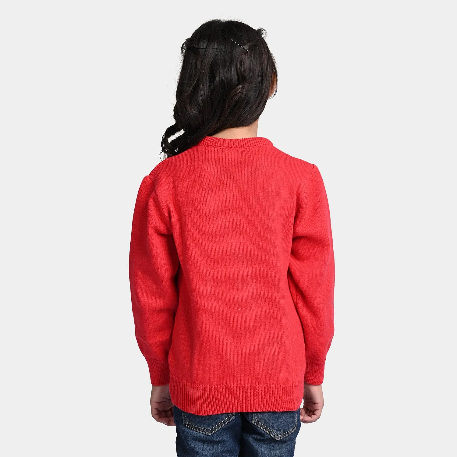 Girls Cotton Full Sleeves Sweaters Fox-Red