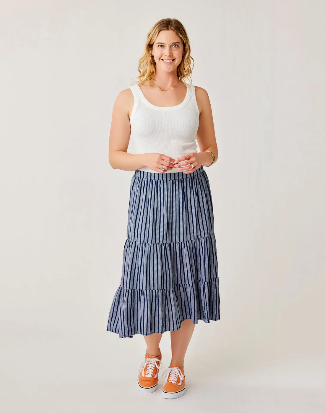 Grace Skirt: Navy Stripe