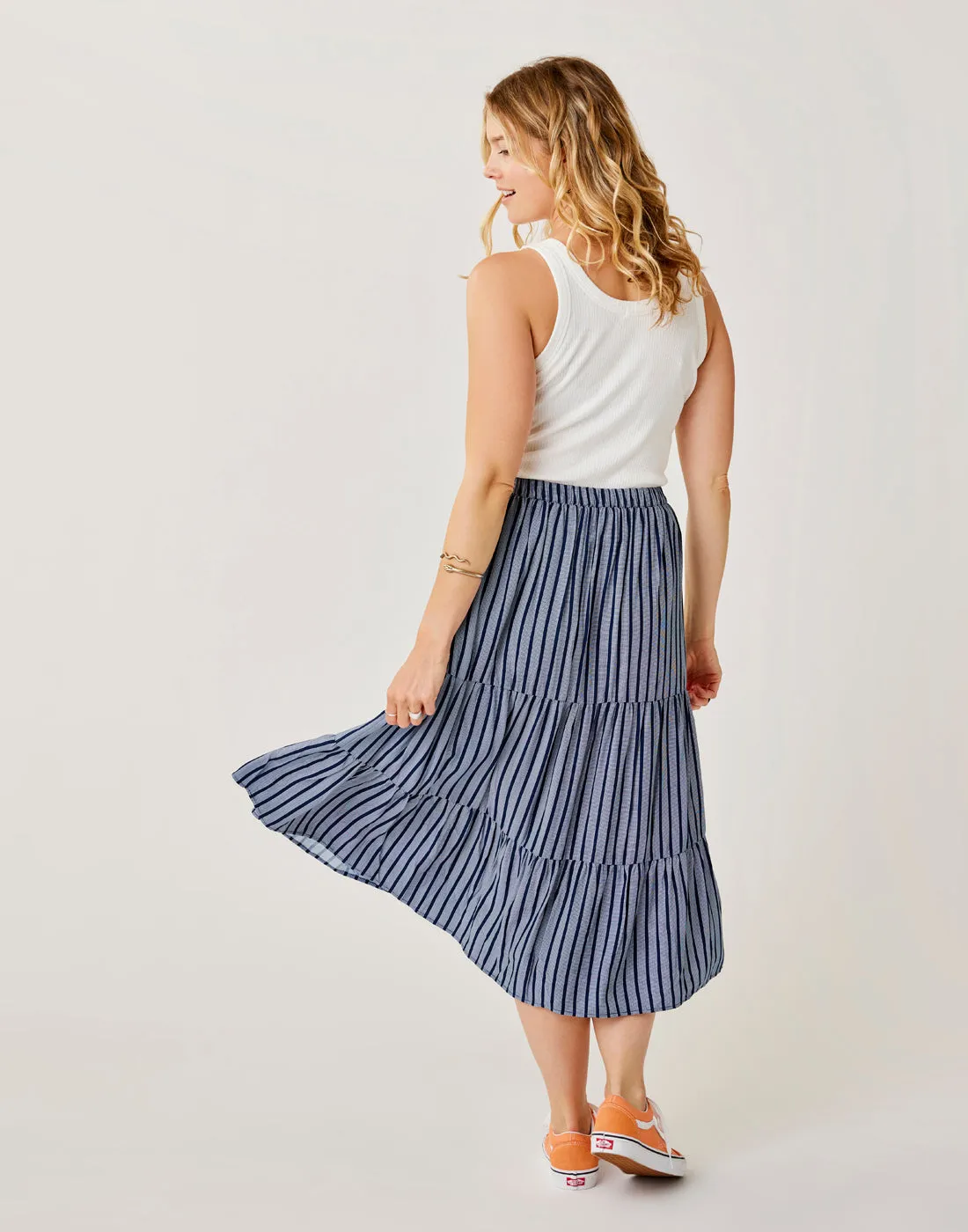 Grace Skirt: Navy Stripe