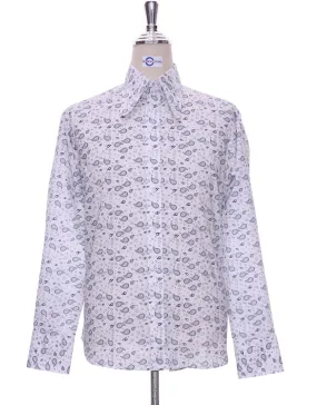 High Penny Collar Shirt | White Small Paisley Shirt