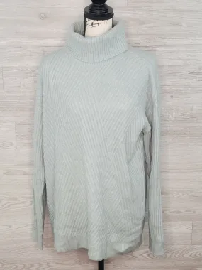 Hooked Up Women's Sage Green Ribbed Long Sleeve Turtleneck Sweater Size Large