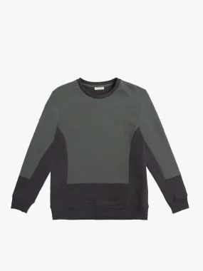 Horizontal Color Block Crew Neck Sweatshirt Khaki