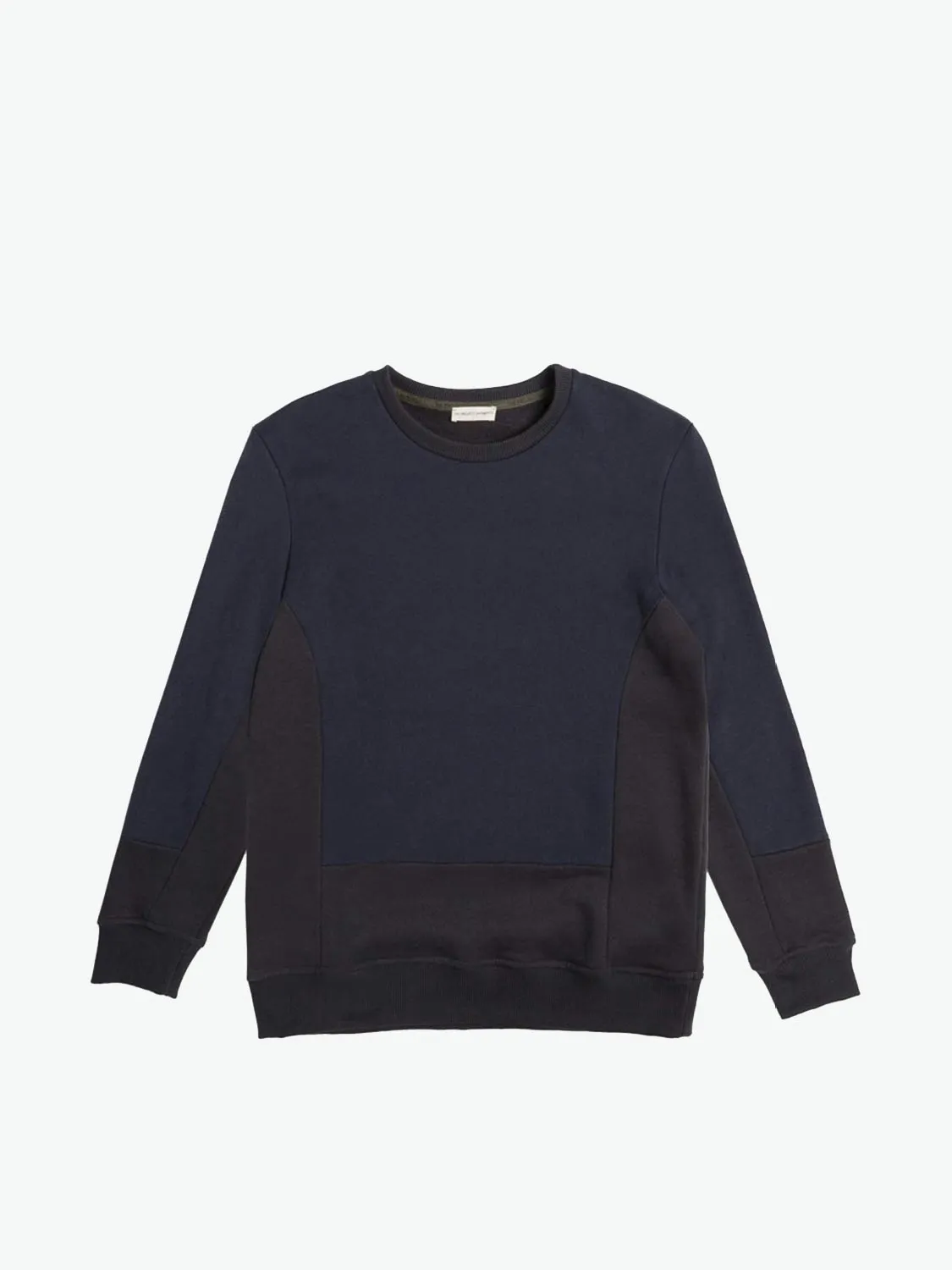 Horizontal Color Block Crew Neck Sweatshirt Navy Blue