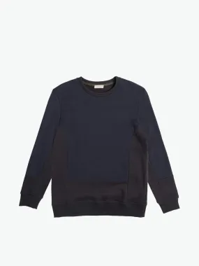 Horizontal Color Block Crew Neck Sweatshirt Navy Blue