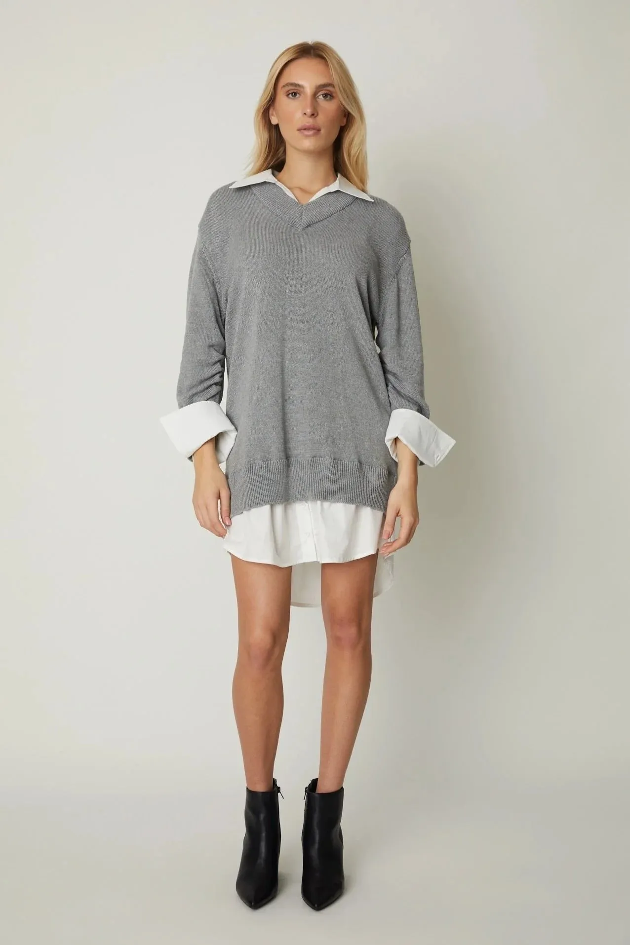 JS71 Nicholas Sweater Dress in Heather Grey