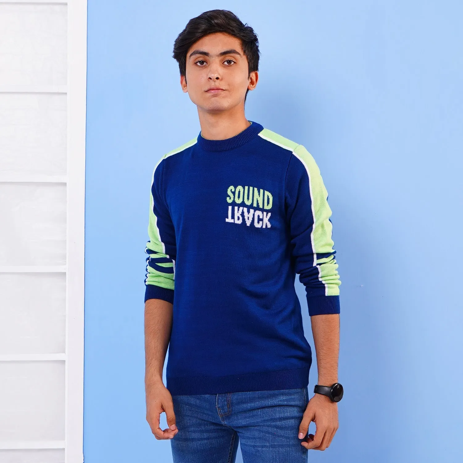 Junior Boys Sweater Sound Track - NAVY