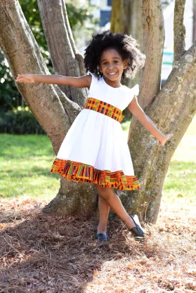 Kente Queen White Dress