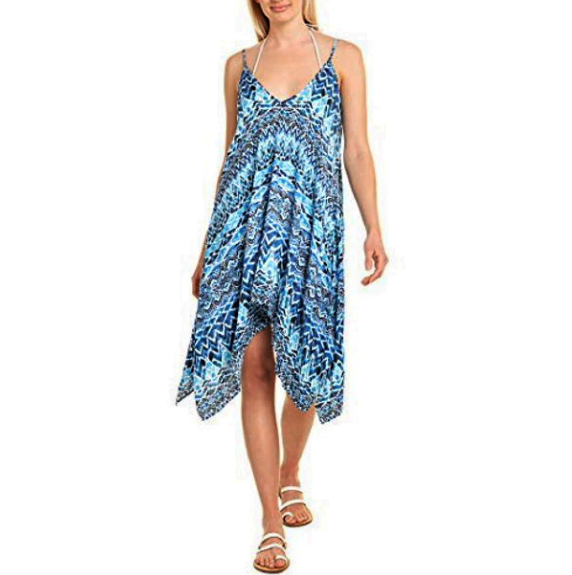 La Blanca Women's Blue Oasis Beach Cover-up Midi Dress