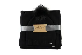 Ladies Black Hat & Scarf Set