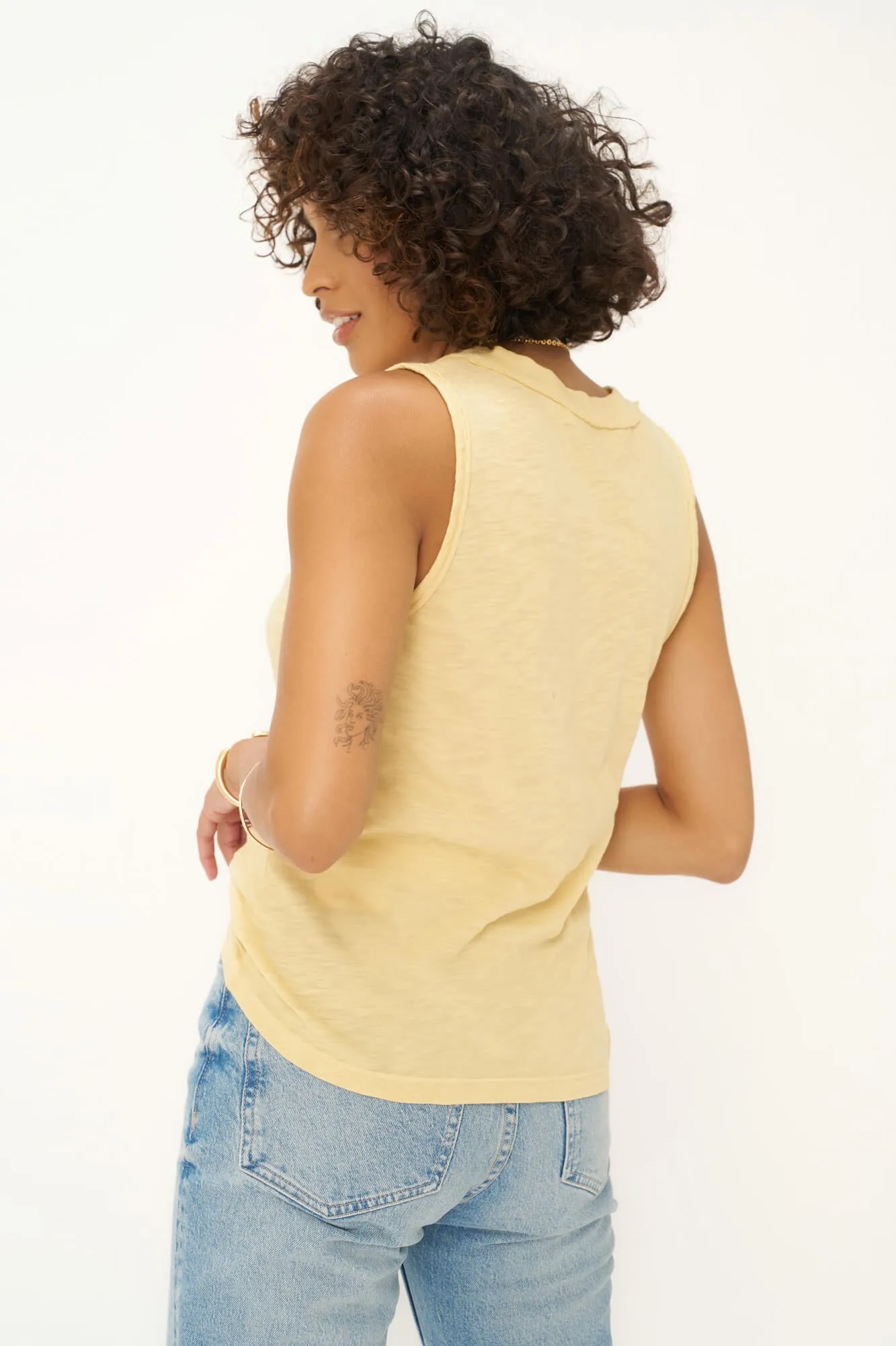 Let Me Know Relaxed Slub V Neck Tank - Honey Cream